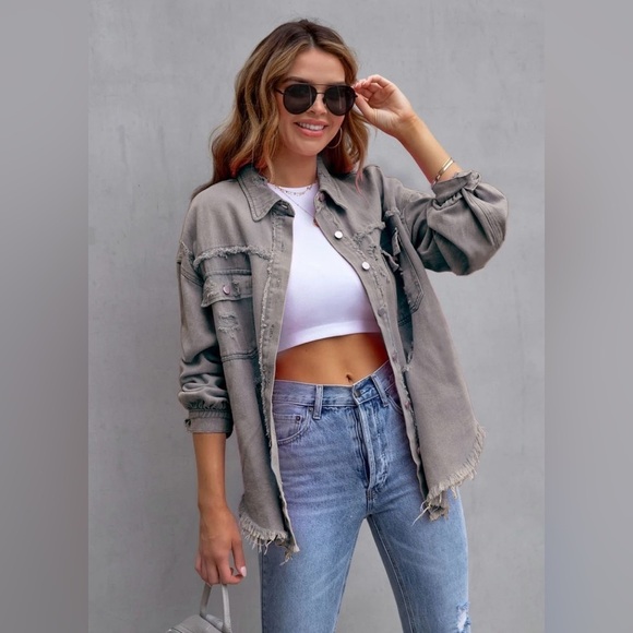 Jackets & Blazers - Distressed Gray Women's Jacket